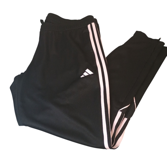 NWT Adidas Pink Stripe Black Drawstring Tiro AEROREADY Training Pants XL - Picture 1 of 6